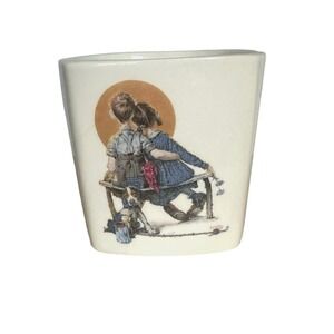 Norman Rockwell Two's Company FTD Planter 1983 Saturday Evening Post Earthenware